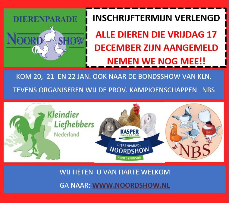 INSCHRIJFTERMIJN VERLENGD