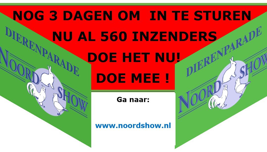 Nog 3 dagen om in te sturen